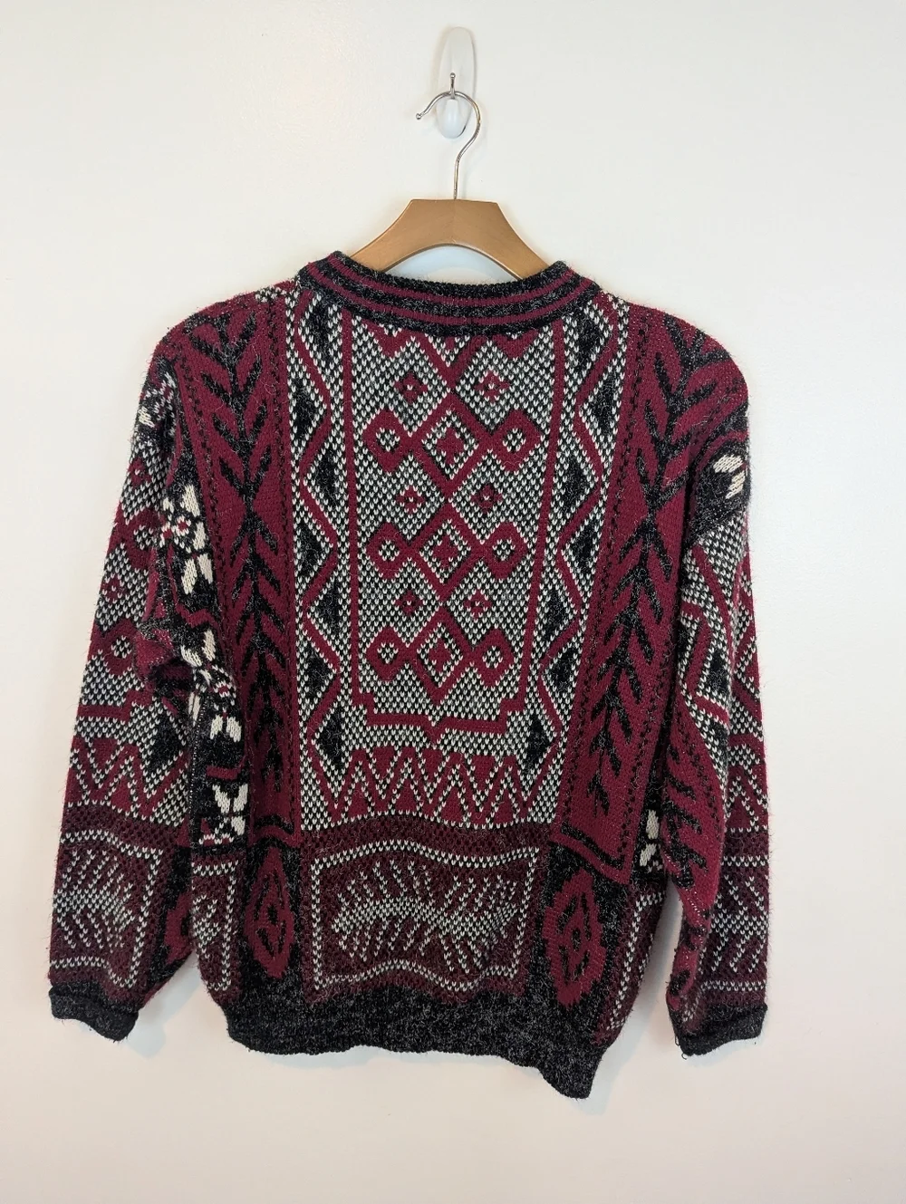 VTG McGregor Red/Gray Print Sweater, Sz XL